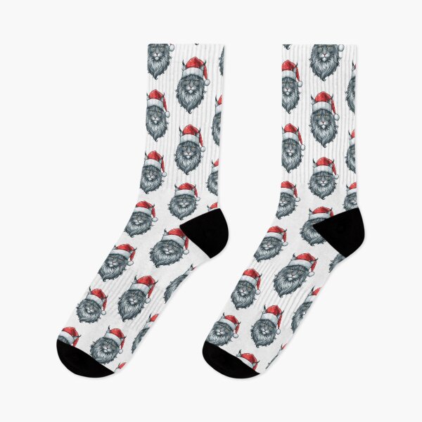 Item preview, Gray Maine Coon Cat in Christmas Hat designed and sold by Arterx.