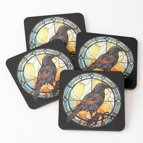 Item preview, Stained Glass Raven Dark Moody Dark Academia Gothic Art designed and sold by AmandaArcane.