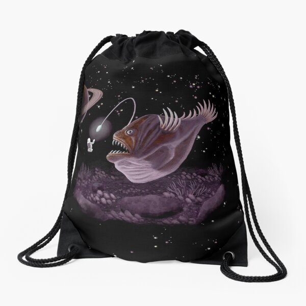 Major Tom and the Outer Space Angler Fish Drawstring Bag