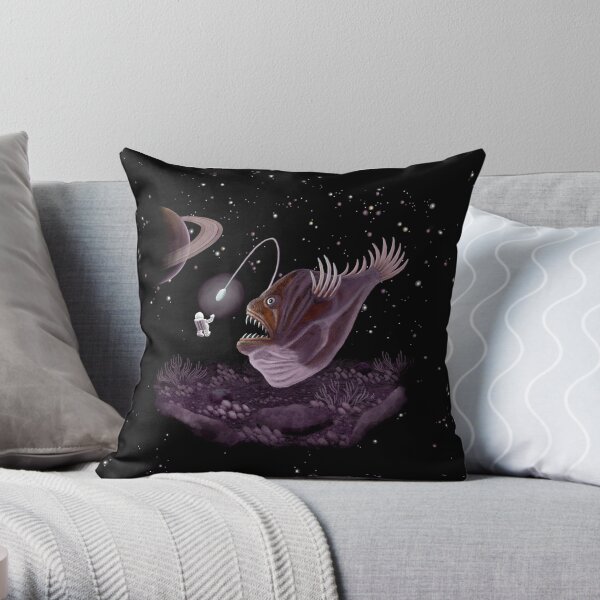 Major Tom and the Outer Space Angler Fish Throw Pillow