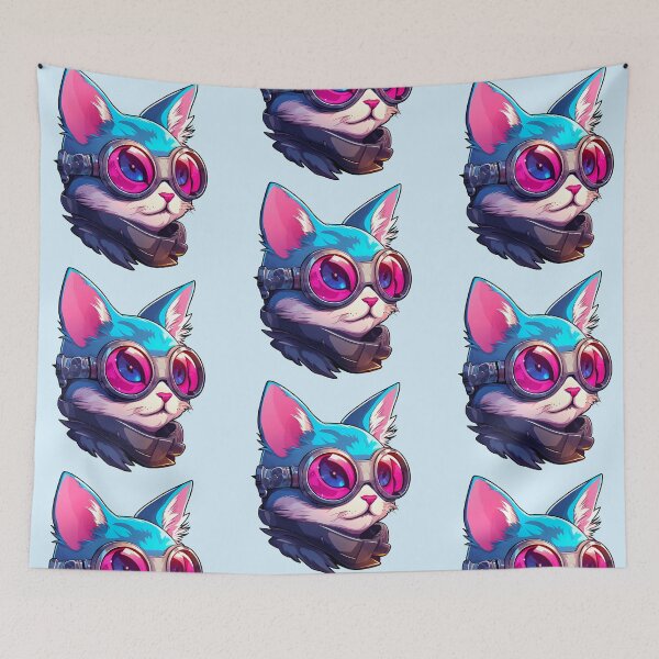 Item preview, Subtle Trans Pride Cyberpunk Cat designed and sold by ArtliciousHUMAN.