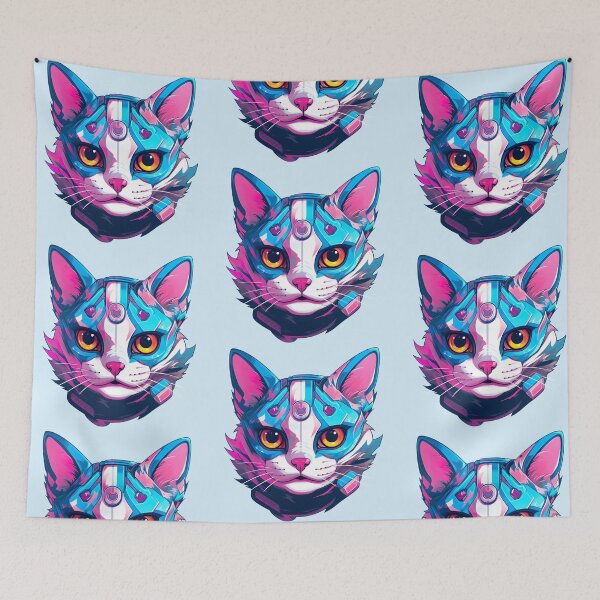 Item preview, Subtle Trans Pride Cyberpunk Cat designed and sold by ArtliciousHUMAN.