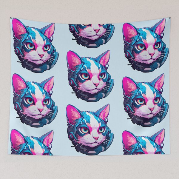 Item preview, Subtle Trans Pride Cyberpunk Cat designed and sold by ArtliciousHUMAN.