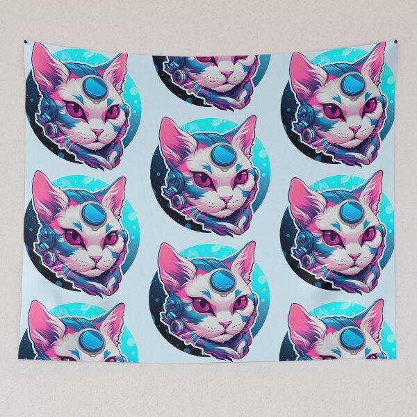 Item preview, Subtle Trans Pride Cyberpunk Cat designed and sold by ArtliciousHUMAN.