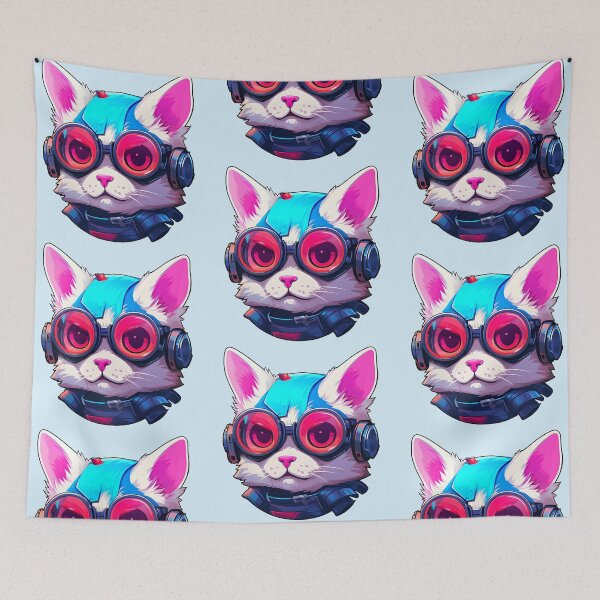 Item preview, Subtle Trans Pride Cyberpunk Cat designed and sold by ArtliciousHUMAN.