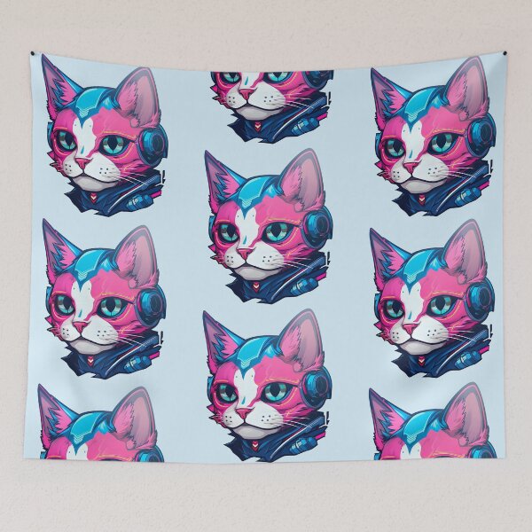 Item preview, Subtle Trans Pride Cyberpunk Cat designed and sold by ArtliciousHUMAN.