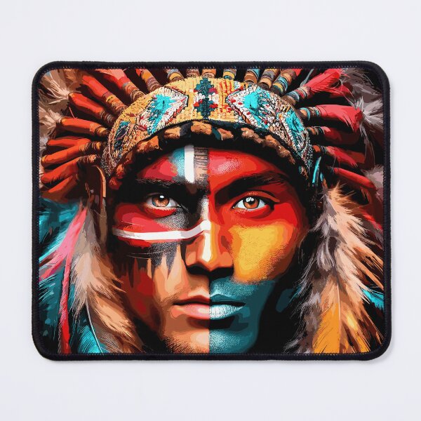 Item preview, The Man in Teal-Beautiful Native American inspired art designed and sold by Artbyminga.