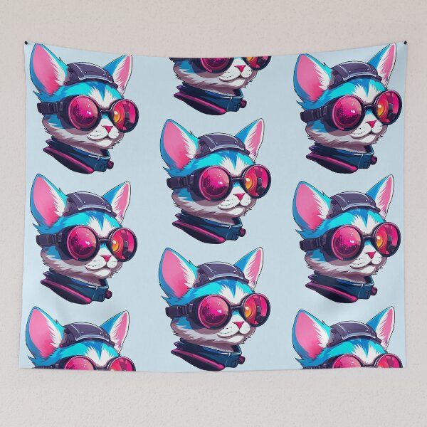 Item preview, Subtle Trans Pride Cyberpunk Cat designed and sold by ArtliciousHUMAN.