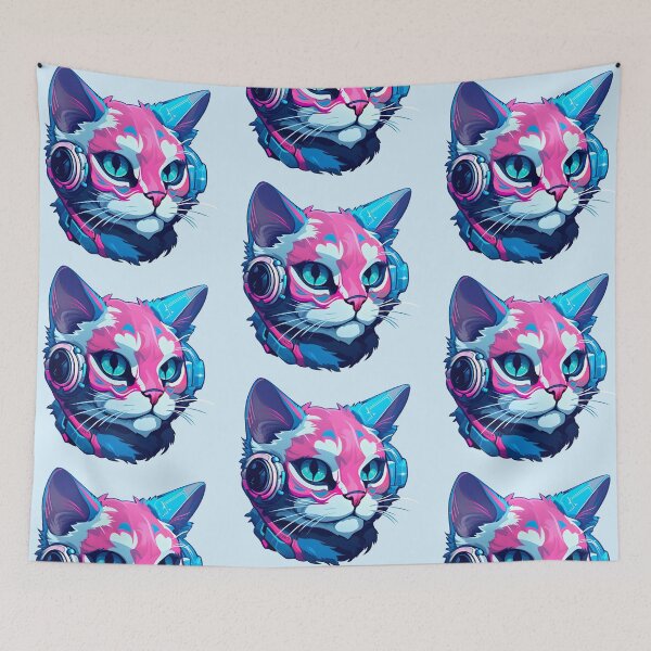 Item preview, Subtle Trans Pride Cyberpunk Cat designed and sold by ArtliciousHUMAN.