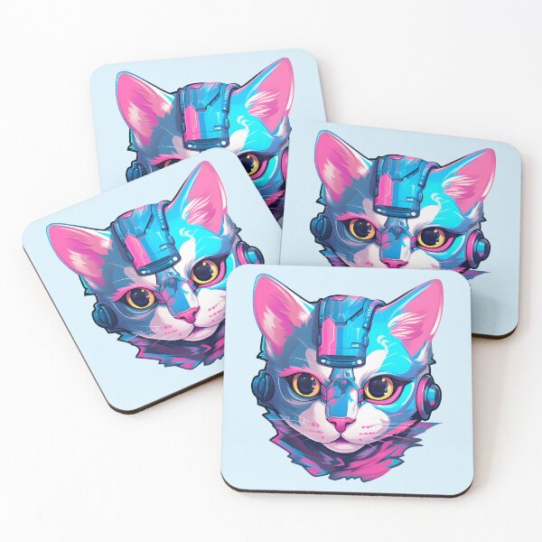 Item preview, Subtle Trans Pride Cyberpunk Cat designed and sold by ArtliciousHUMAN.