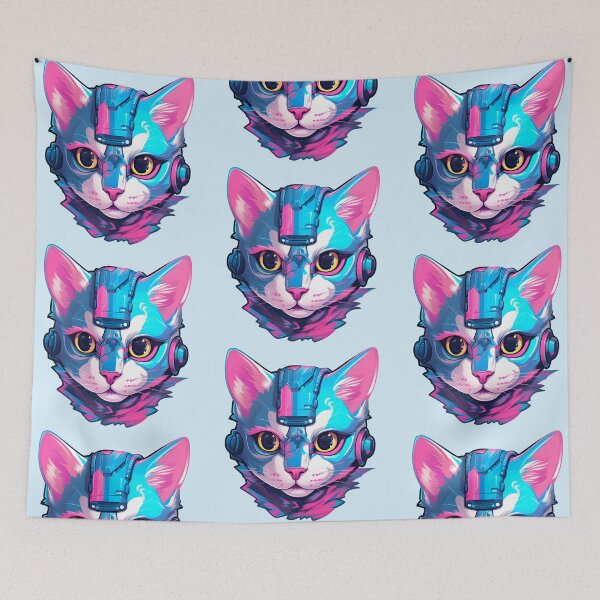 Item preview, Subtle Trans Pride Cyberpunk Cat designed and sold by ArtliciousHUMAN.