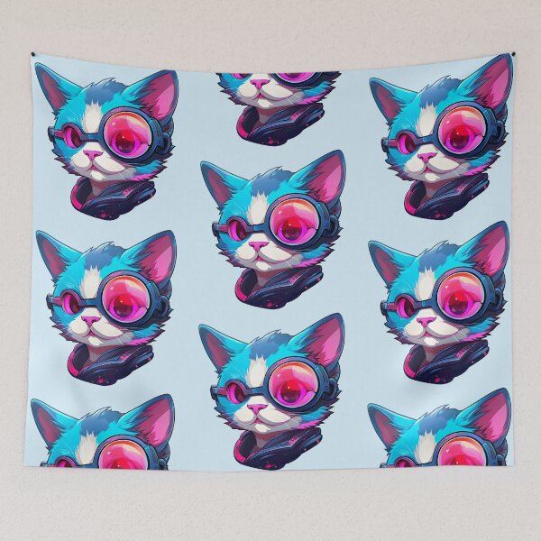 Item preview, Subtle Trans Pride Cyberpunk Cat designed and sold by ArtliciousHUMAN.