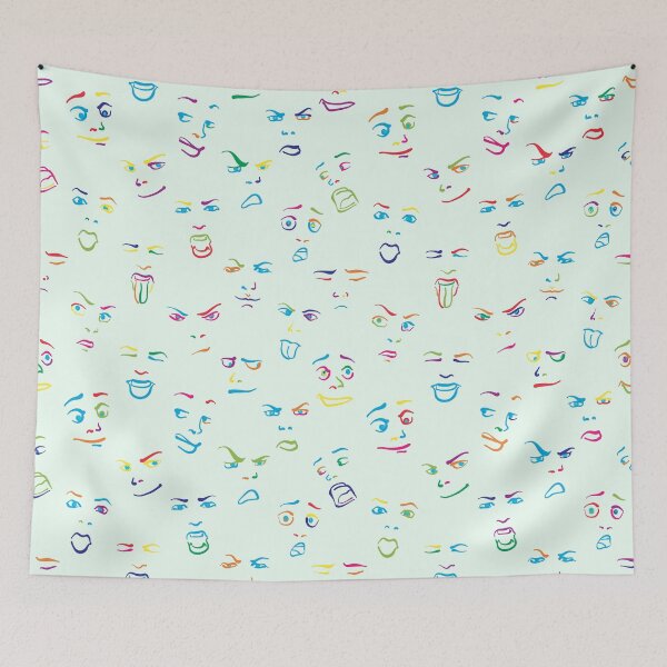 Item preview, Colorful doodle drawn faces designed and sold by hebstreit.