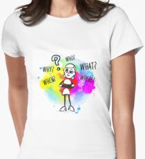 Woman thinking about why Women's Fitted T-Shirt