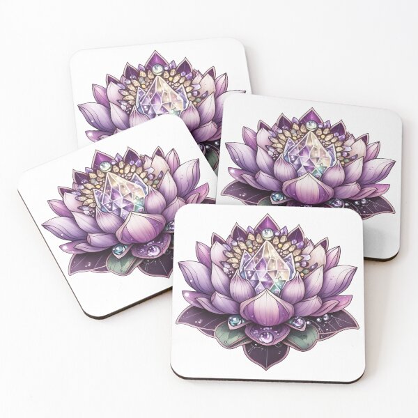 Item preview, Violet lotus with crystals designed and sold by kosmicwoman.