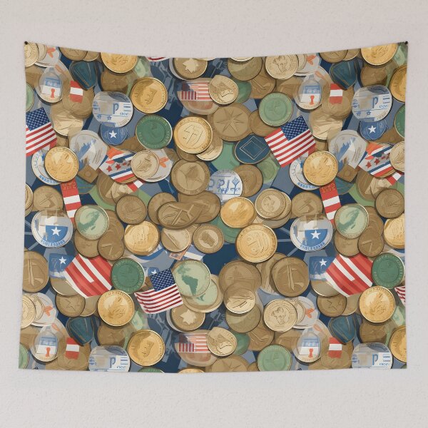 Item preview, Coin International with Flag Seamless Digital Pattern designed and sold by ShioriArt Design.