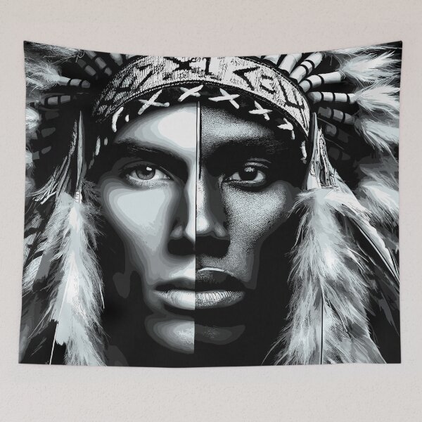 Item preview, Black and White Native American inspired art  designed and sold by Artbyminga.