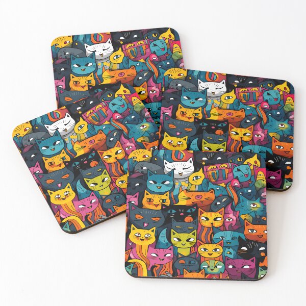Item preview, Colorful Cats Seamless Pattern Blue designed and sold by HisoTorDesign.