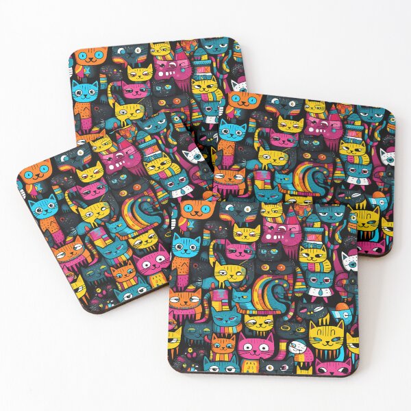 Item preview, Colorful Cats Seamless Pattern Pink designed and sold by HisoTorDesign.
