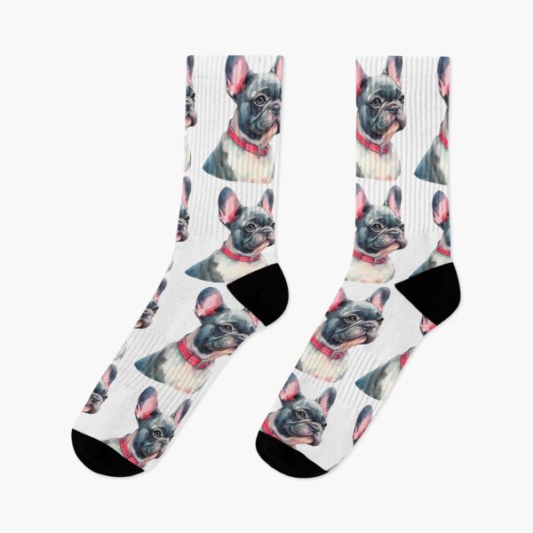 Item preview, Gray and White French Bulldog - Frenchie Watercolor Painting designed and sold by Star-Fragment.