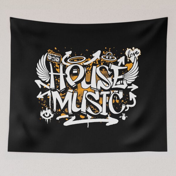 Item preview, HOUSE MUSIC  - Graffiti Steez (white/orange)  designed and sold by Discothreadz.