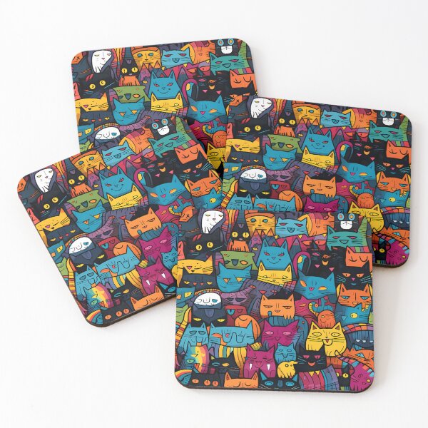 Item preview, Colorful Cool Cat Miaw Seamless Pattern designed and sold by HisoTorDesign.