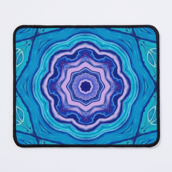 Aperçu de l'œuvre Ci-dessous - Mandala géométrique bleu vif et violet créée et vendue par liminallayers.