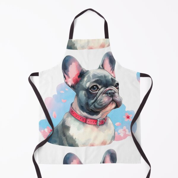 Item preview, Gray and White French Bulldog - Frenchie Watercolor Painting with Cherry Blossom Background designed and sold by Star-Fragment.