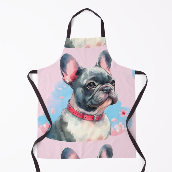 Item preview, Gray and White French Bulldog - Frenchie Watercolor Painting with Pink Cherry Blossom Background designed and sold by Star-Fragment.