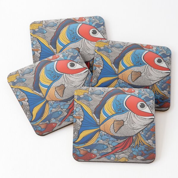 Item preview, In colouring book, coiling art style, big fish. designed and sold by WildLadyWood.