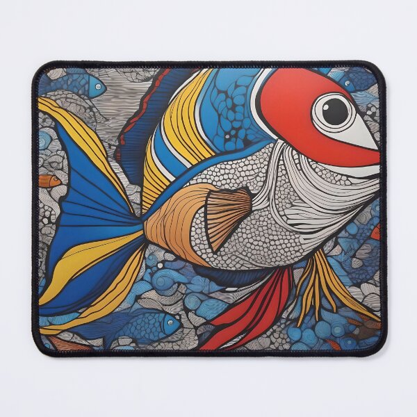 Item preview, In colouring book, coiling art style, big fish. designed and sold by WildLadyWood.