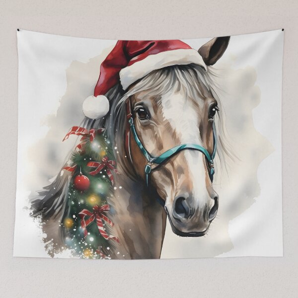 Artikelvorschau, Feiertags-Aquarell-Weihnachtspferdedruck entworfen und verkauft von dcrc.