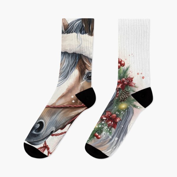Item preview, holiday watercolor christmas horse print designed and sold by dcrc.