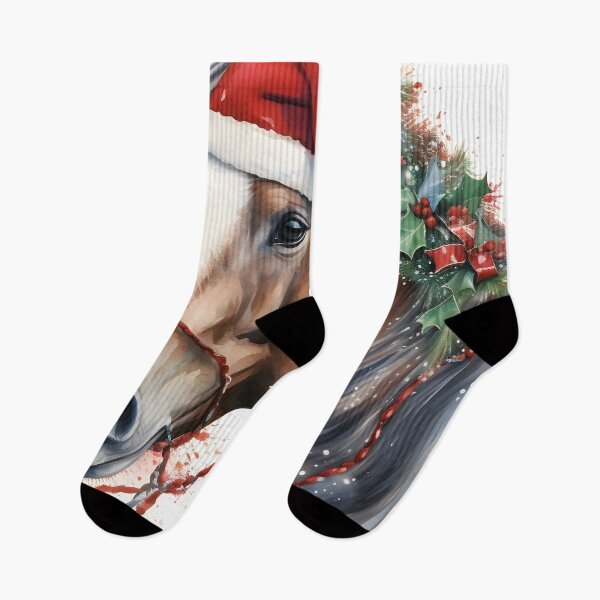 Item preview, holiday watercolor christmas horse print designed and sold by dcrc.