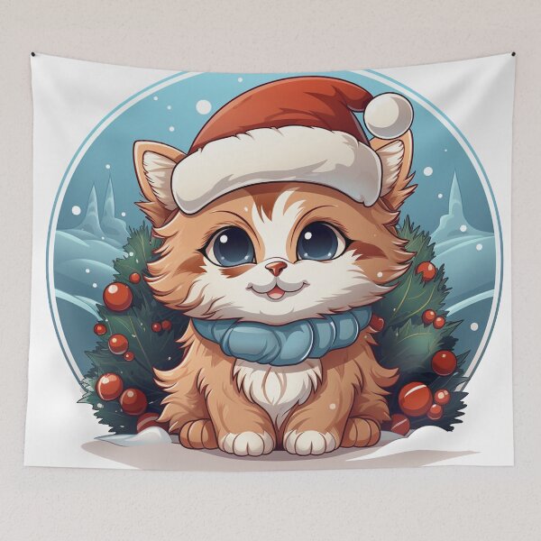 Item preview, Christmas cat with santa hat cute cat designed and sold by Bankza.