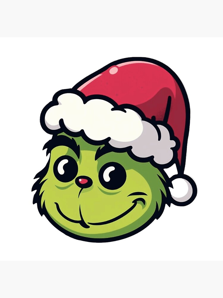 Cute Grinch with a Santa Hat and a Smiling Face for Christmas