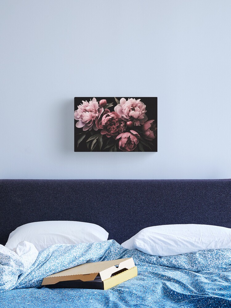 Thumbnail 2 of 3, Canvas Print, Opulent Peonie Flowers Romantic Pastel Pink designed and sold by artsandsoul.