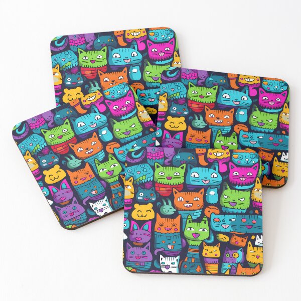 Item preview, Colorful Cats in a Seamless Pattern designed and sold by HisoTorDesign.