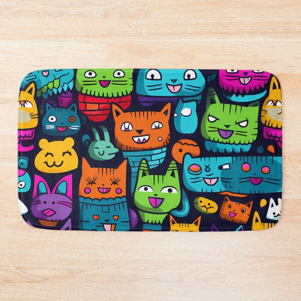 Item preview, Colorful Cats in a Seamless Pattern designed and sold by HisoTorDesign.