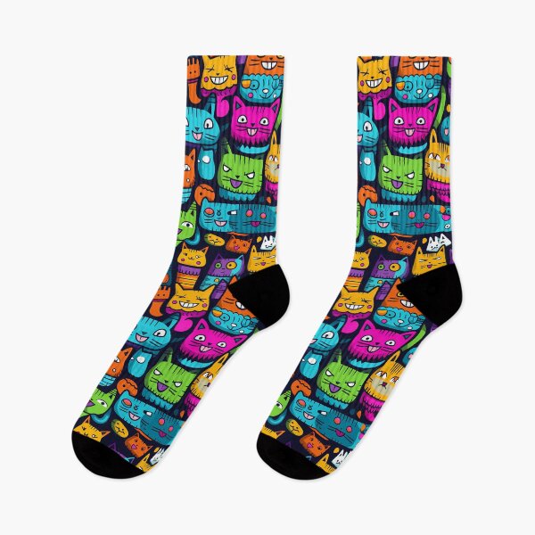 Item preview, Colorful Cats in a Seamless Pattern designed and sold by HisoTorDesign.