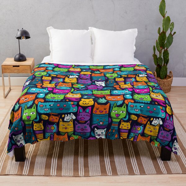 Item preview, Colorful Cats in a Seamless Pattern designed and sold by HisoTorDesign.