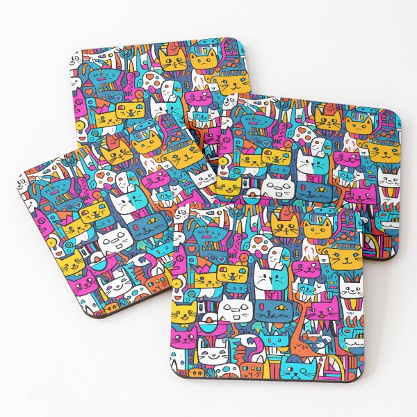 Item preview, Cute Cats in a Seamless Pattern designed and sold by HisoTorDesign.