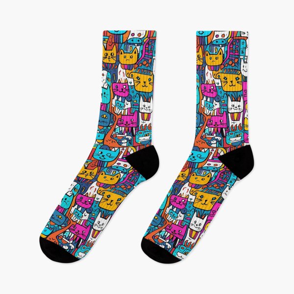 Item preview, Cute Cats in a Seamless Pattern designed and sold by HisoTorDesign.