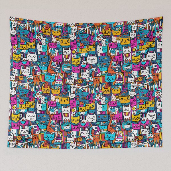 Item preview, Cute Cats in a Seamless Pattern designed and sold by HisoTorDesign.