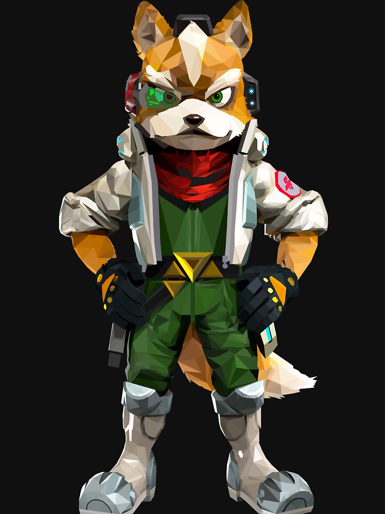 Fox Mccloud Polygonal From Starfox Long Sleeve T Shirt By Polygamey