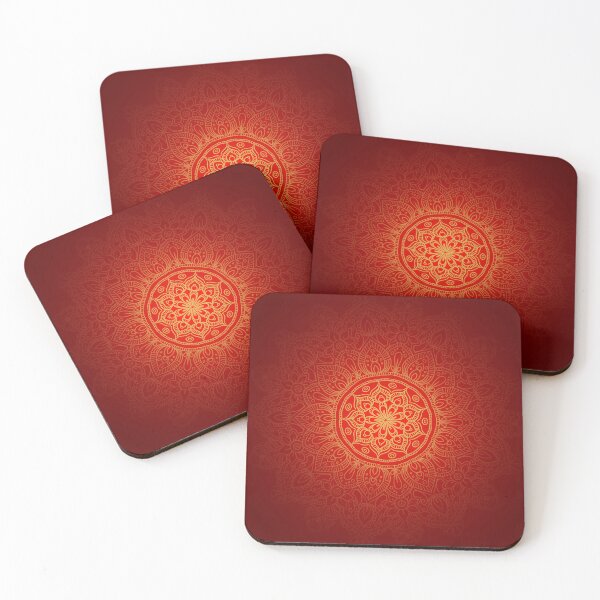 Item preview, Decorative Golden Mandala on Red Background designed and sold by hjian8219.