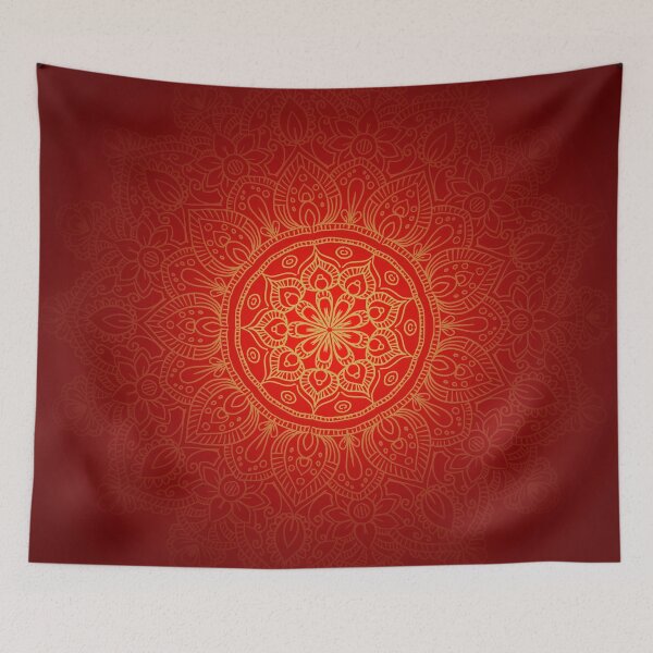 Item preview, Decorative Golden Mandala on Red Background designed and sold by hjian8219.