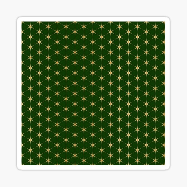 Golden star pattern on a textured green background Sticker