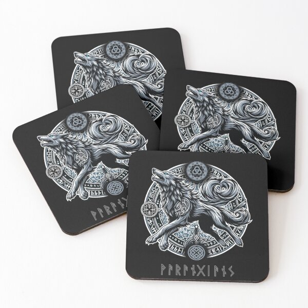 Item preview, Mystic Varangians Wolf Runes - Nordic-Inspired Wolf Art designed and sold by ZbigArt.