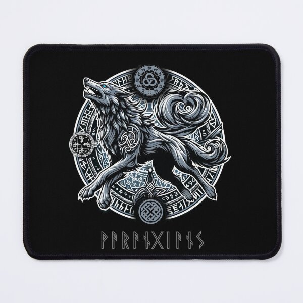 Item preview, Mystic Varangians Wolf Runes - Nordic-Inspired Wolf Art designed and sold by ZbigArt.